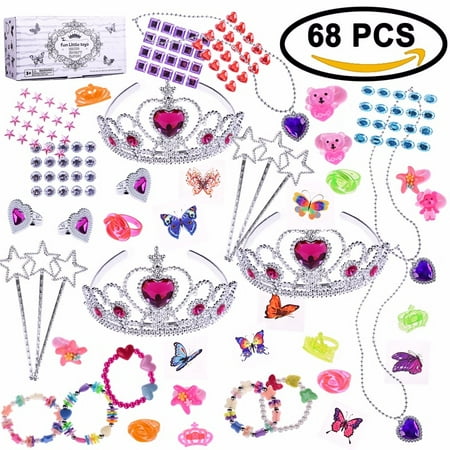 Santas Goodie Box - Princess Jewelry for Girls Toys Box for Gift Birthday Party Supply,Goodie Bag,Pinata Toy, Carnival Prizes,Party Favors Box 68 PCs F-151