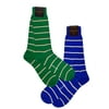 Brook Brothers 2 Pack Blue & Green Striped Cotton Dress Socks Sz 7-12