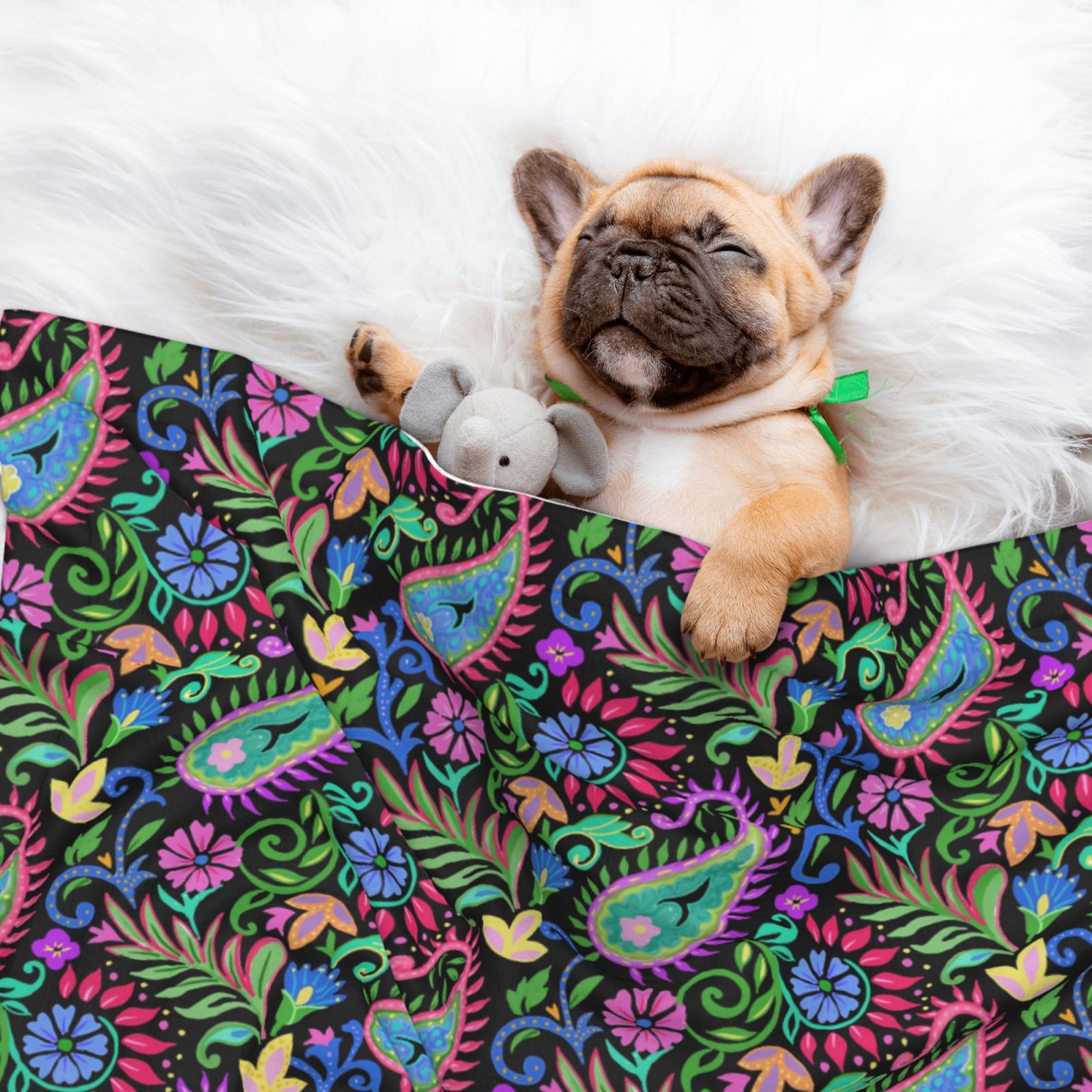Naloa Watercolor Floral Paisley Dog Blanket, 3 Sizes Cat Blanket for Indoor Cats Large Medium Small Dog Gifts-Small