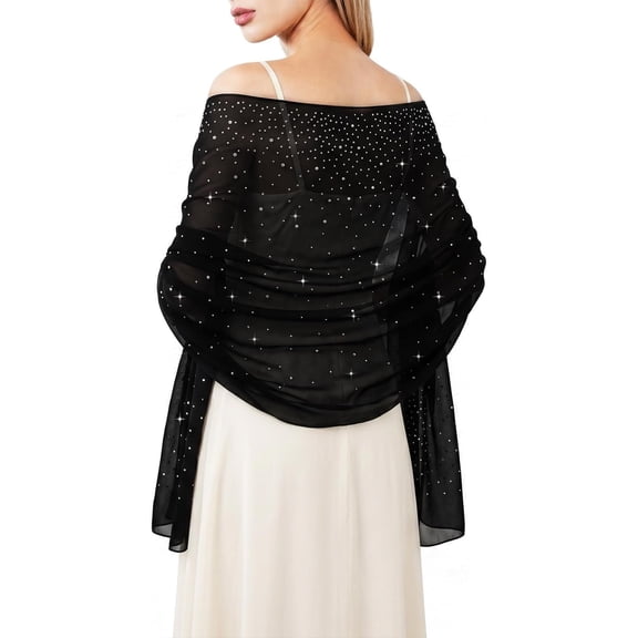 Sparkly Shawl Wraps for Women Evening Dresses Wedding Bridal Party Silky Chiffon Scarf Bridesmaid Gifts
