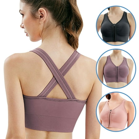 

Sunvit Women s Activewear Sports Bras- Sexy Comfortable Breathable No rims 3-Pack Cross straps Yoga Fitness Bra Beautiful Back Base Tops Underwear #75 Purple Black Pink