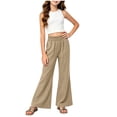 thumbnail image 3 of Bovxnpu Girls Summer 2 Piece Outfits White Fitted Tank Linen-Like Pocket Flare Pants Set, 3 of 9