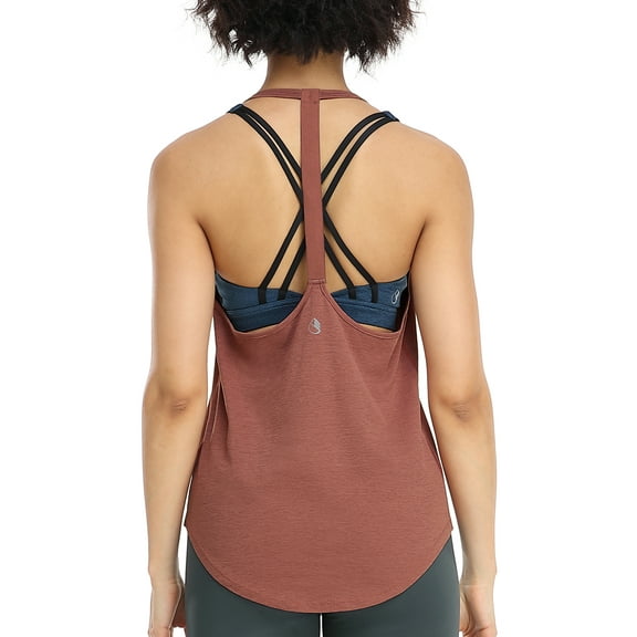 icyzone Workout Shirts Yoga Tops T-Back Running Tank Top