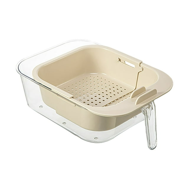 Kitchen Accessories, Double Layer Lazy Plate Telescopic with Handle and Phone Holder Grade Drain Strainer Washing Basket Double Layered Strainer Kitchen Colanders Bowl Set for Vegetabl