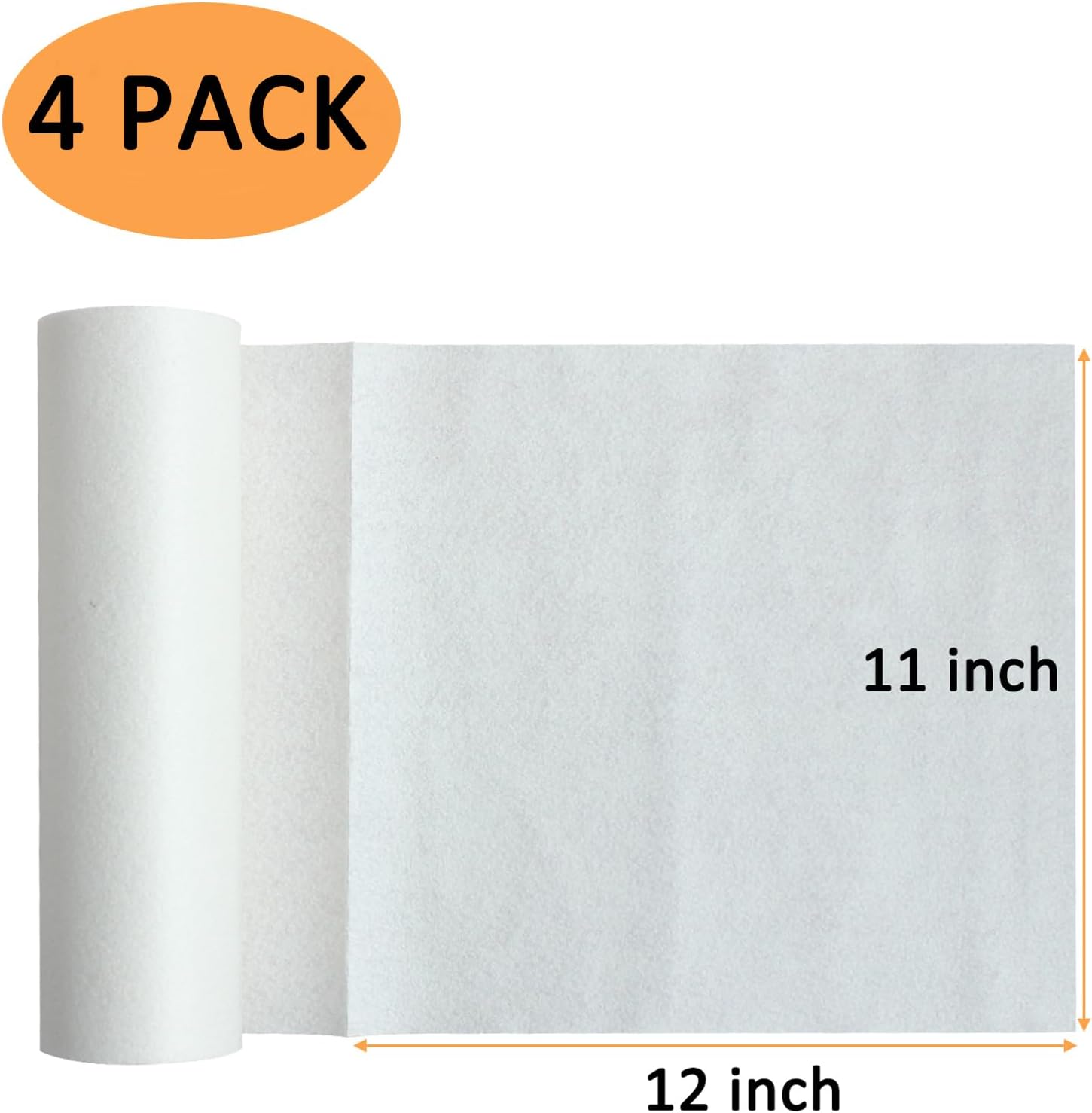 Bamboo Paper Towels Replacement 4 Rolls 80 Sheets Heavy Duty Machine Washable Reusable for Kitchen and Daily Use(11x12”, Rolls)