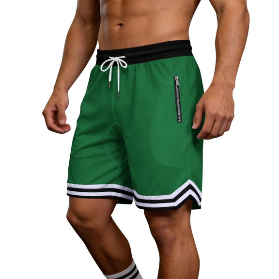 OIOLOYJM Basketball Shorts Men Mesh Lightweight Quick Dry Athletic Running Shorts with Zipper Pockets Stretch Breathable Gym Workout Sweatshorts Dark Green XL