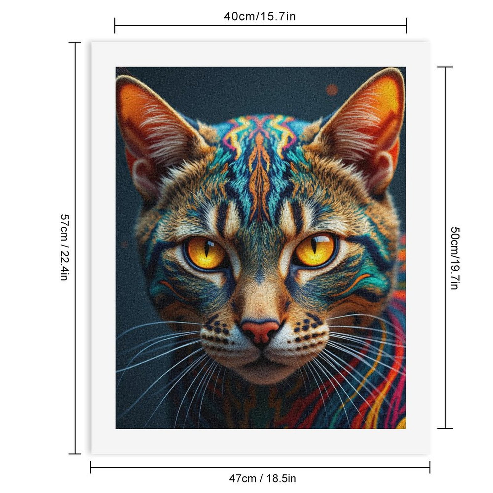 Paint By Numbers Kit for Adults Beginner - Vivid Colorful Cat Portrait Art DIY Canvas Painting Kits for Adults, Frameless Paint By Number for Adults for Home Wall Decor 16x20 Inch