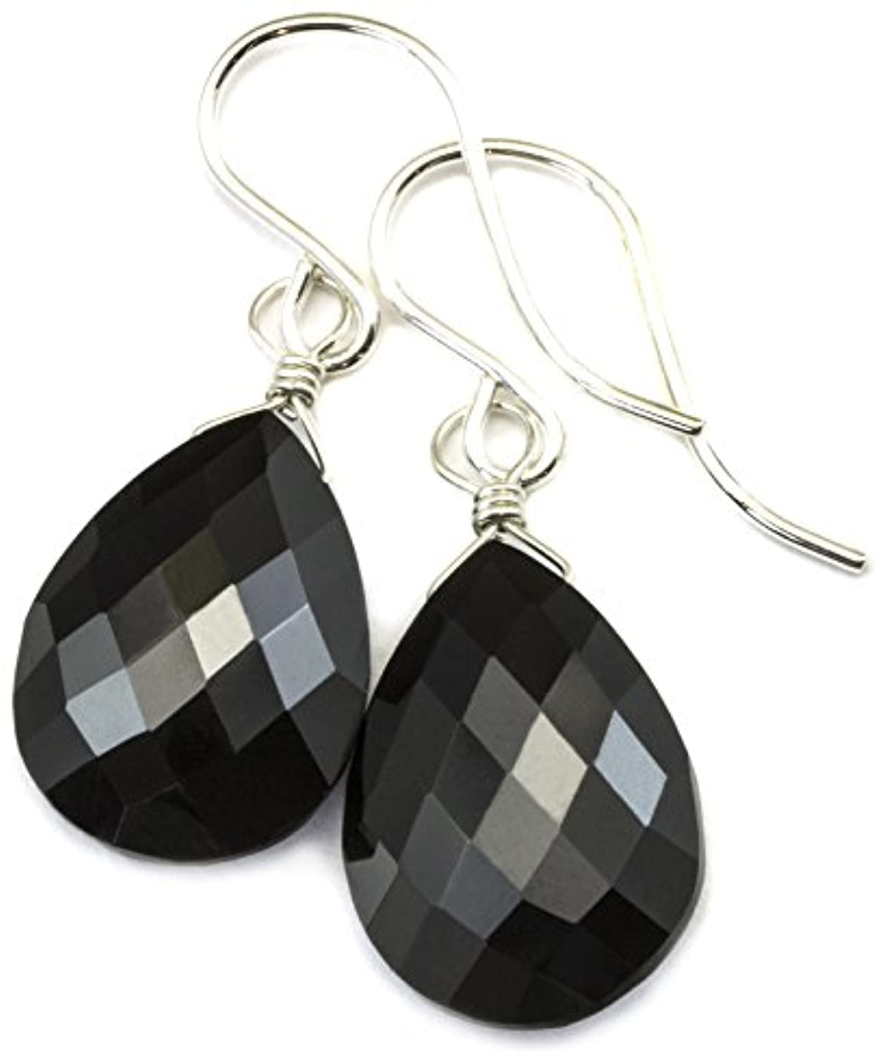 black faceted earrings