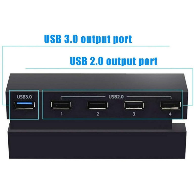 5 Port USB Hub Fit for PlayStation 4 PS4 Console, EEEkit USB 3.0/2.0  Charger Controller Splitter Expansion Adapter(Not for PS4 Slim, PS4 PRO)