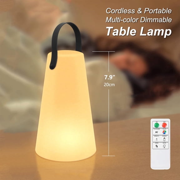 Postlucky LED Table Lamp Rechargeable, 8" Outdoor Portable Desk Light, 8-color Dimmable