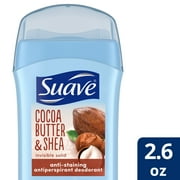 Suave Invisible Solid Antiperspirant Deodorant, Cocoa Shea Butter, Unisex, 2.6 oz