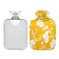 thumbnail image 2 of 2L Hot Water Bottle with Soft Velvet Cover PVC Hot Water Bag for Pain Relief Long-Lasting Warmth White Floral Silhouettes, 2 of 8