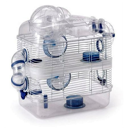 Acrylic Clear Expansible and Customizable 3-Levels Hamster Home Mice Mouse House Habitat with Large Top Level Exercise Running Ball Expansion Outlet