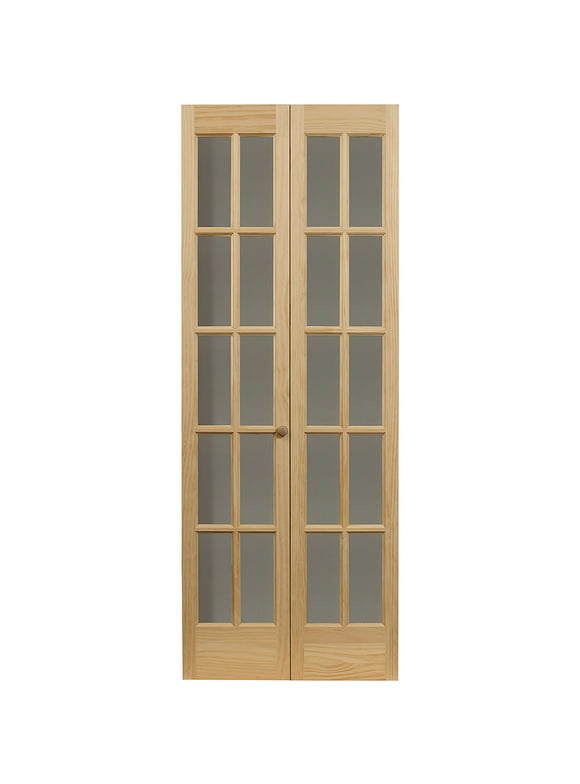 AWC Model 527 Traditional Divided Light Glass Bifold Door 32" x 80.5" Unfinished Pine