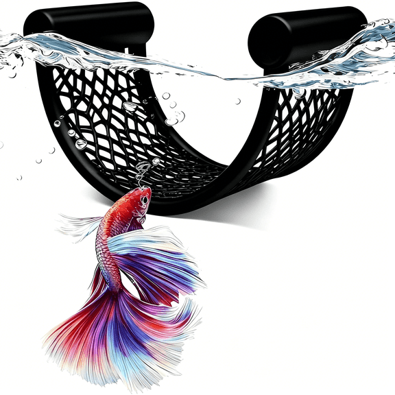 XIBUFE Black Betta Fish Hammock – Floating Aquarium Rest Ledge for Nano Fish,Shrimp,Corydoras – Natural-Look Black Perch Platform for Betta Tanks,Aquascape Decor,Low Flow Aquarium Accessory