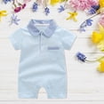 thumbnail image 6 of Baby Onesies Boy Newborn Baby Boy Summer Clothes Short Sleeve Lapel Jumpsuit Collar Romper Onesie Cute Infant Baby Boy Outfit, 6 of 9