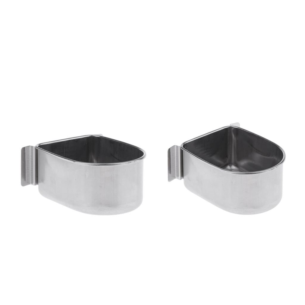 2Pieces Stainless Bird Cage Bowl Hanging Box for Budgie Finches Macaw