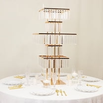BalsaCircle 5-Tier Gold 40" Square Metal Chandelier Flower Stand Clear Acrylic Crystals Party Wedding Reception Event Centerpieces