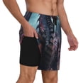 thumbnail image 3 of Picia Urban Mechanical Dragon pattern Mens Swim Trunks with Compression Liner Stretch Beach Shorts Quick Dry with Zipper Pockets No-Chafing Board Shorts-Small, 3 of 9