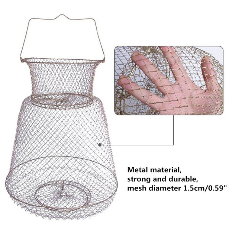 Galvanized Steel Wire Fish Basket, Collapsible Crab Fish Basket, Portable Fishing  Basket Outdoor Fish Cage 