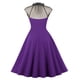 thumbnail image 3 of Puntoco Vestido De Manga Corta Retro Con Empalme De Malla Para Mujer Vestido De Cuello Redondo De Manga Corta Púrpura Xl,Regalos Para Mujer Joven, 3 of 3