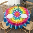 thumbnail image 3 of Colorful Rainbow Tie Dye Spiral Pattern Round Tablecloth 60"x60",Wrinkle Wipeable Table Cloth for Kitchen Dining Room Picnic Patio Party, 3 of 6