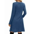 thumbnail image 2 of Long Sleeve Dress for Women Crew Neck Waist Tunic Dress with Pockets Blue L, 2 of 4