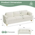 thumbnail image 6 of YOUDENOVA 3 Seater Sofa Couch with Deep Seats, 87" Mid Century Modern Upholstered Sofa with Armrests, Chenille Couches for Living Room, Bedroom,Beige, 6 of 7