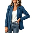 thumbnail image 2 of Women's Casual Lapel Blazer Long Sleeve Single Button Lightweight Work office Blazer Jacket with Pockets Spring Fall Daily Business Outfit Blue, 2 of 7