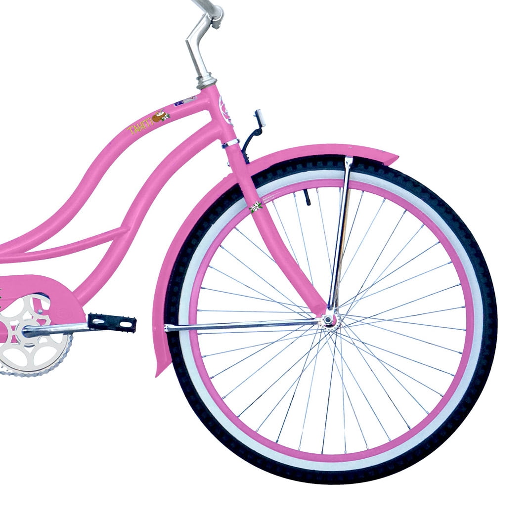 WonderWheels 26" Beach Cruiser Coaster Brake Stainless Steel Spokes One Piece Crank Alloy Pink Rims 36H W/ Fenders - Pink