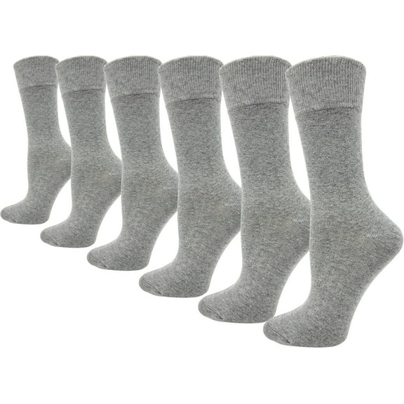 Womens Soft Bamboo Dress Socks, 6 Pairs Lightweight Premium Thin Crew Socks Bulk Pack (Gray)