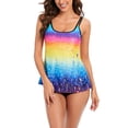 thumbnail image 2 of RKSTN Robe de Bain Tankini pour Femmes avec Shorty Deux Pièces Col en V Nœud Licou Imprimé Floral Grande Taille, 2 of 7