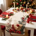 thumbnail image 4 of Hvmvliv 12x71 Inch Christmas Linen Table Banner with Festive Holiday Patterns for Dining Table Home Party Table Runners Decoration Multicolor, 4 of 6