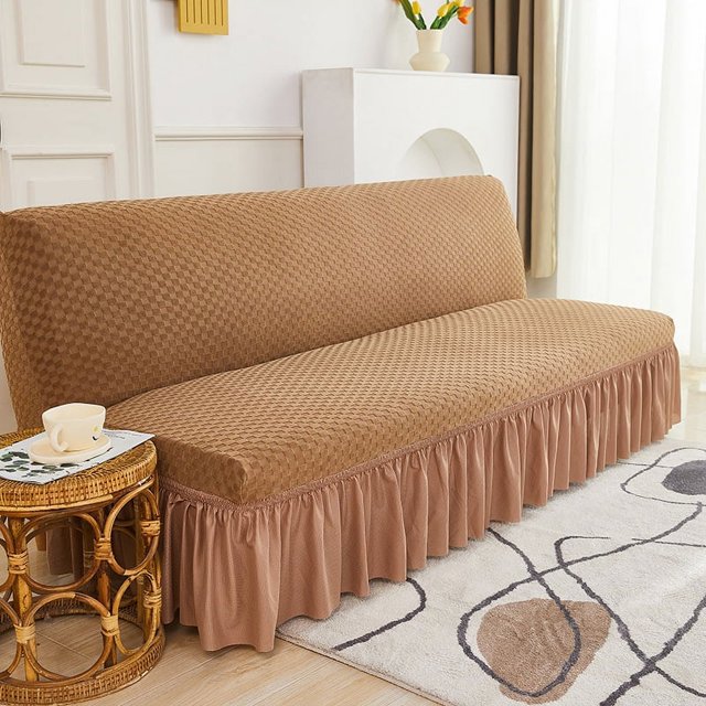 Nvzi Sofa Cover for sofas Stretch Couch Covers for Living Room Easy Fit Washable Furniture Sofa Protector with Skirt,1 Piece 59-74.8inch (Brown)