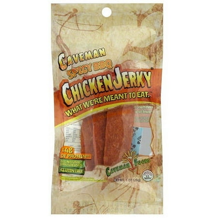 Caveman Spicy BBQ Chicken Jerky, 1 oz, (Pack of 12)