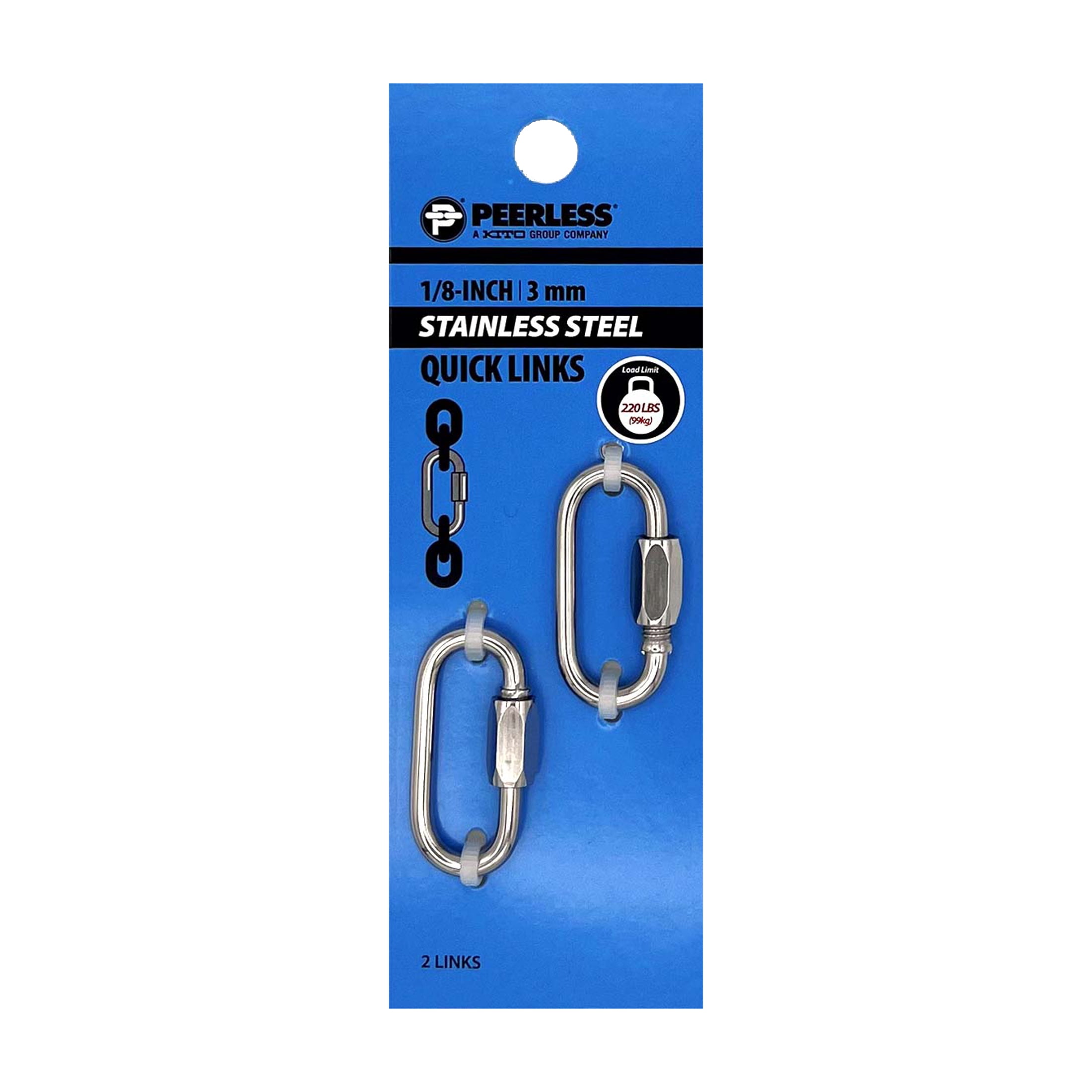 (4 pack) 1/8" Stainless Steel Quick Links, 2 Pack, Peerless Chain Company, #4721938