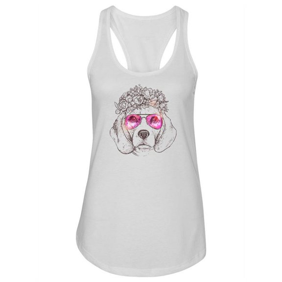 Beagle Dog With A Floral Wreath Tank Women -Image by Shutterstock, Female XX-Large