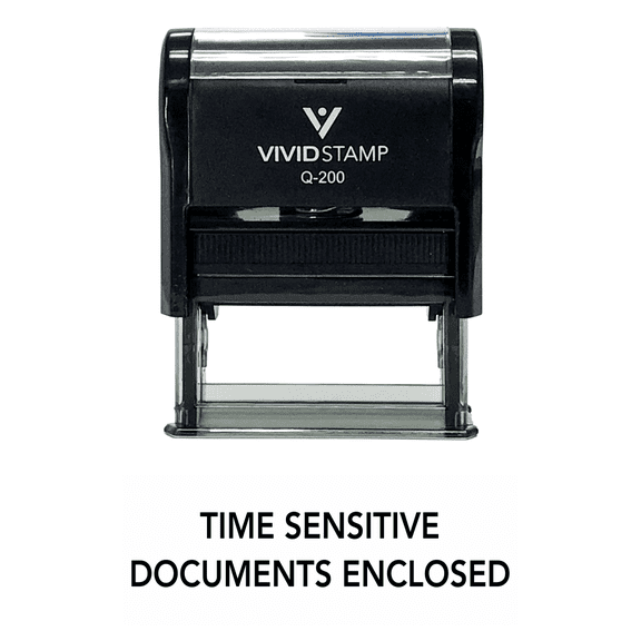 Vivid Stamp TIME SENSITIVE DOCUMENTS ENCLOSED Self Inking Rubber Stamp (Black Ink) - Medium