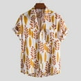 thumbnail image 2 of YYDGH Men's Hawaiian Color Block Shirt Short Sleeve Button Down Shirts Casual Casual Summer Beach Shirt Yellow XL, 2 of 9