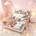 thumbnail image 2 of Manfei Festive Christmas Truck King Sheets,Gingerbread Men Snowman Bedding,Pink Orange,4-Piece,1 Flat Sheet,1 Fitted Sheet and 2 Pillowcases, 2 of 6
