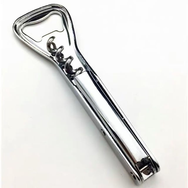 Stainless Steel Multi-Functional Bottle Opener Wine Beer Jar Opener Portable Corkscrew Can Opener Tool Gift for Kitchen Home, Silver, JKODE