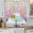 thumbnail image 4 of Teal Spring Floral Kitchen Window Curtains, Swag Curtains Valance for Bedroom Living Room Bathroom, Modern Oil Painted Daisy Botanical Rod Pocket Window Curtain Block Drapes 2 Panels 28"x36", 4 of 9