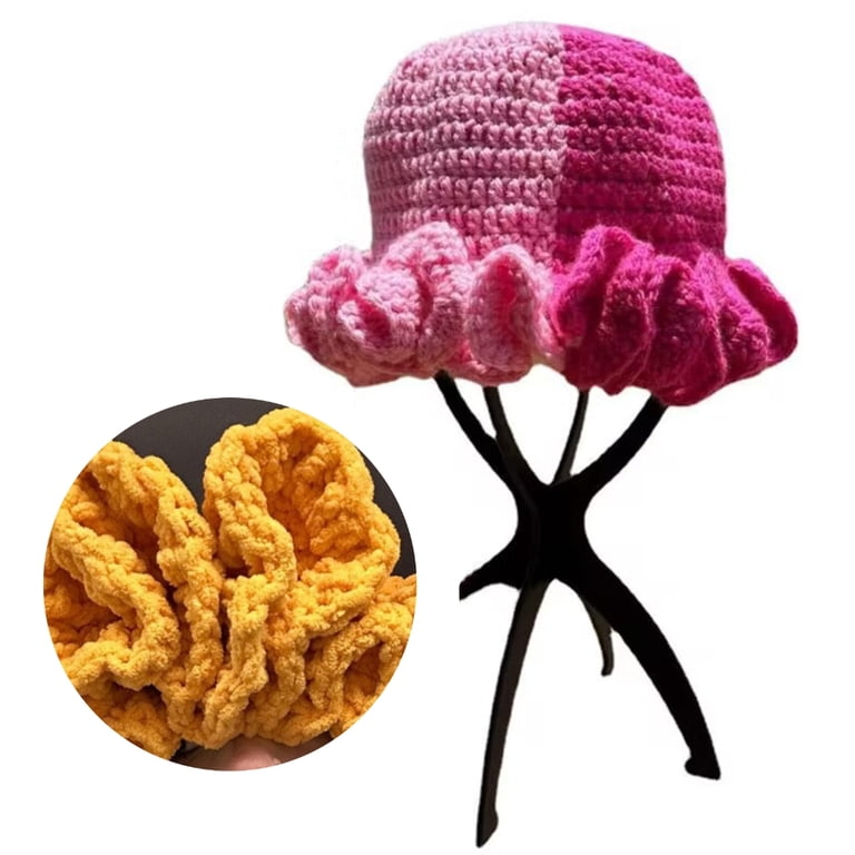 WINDLAND Sweet Girls Crochet Ruffled Brim Bucket Hat Cute  display picture 2