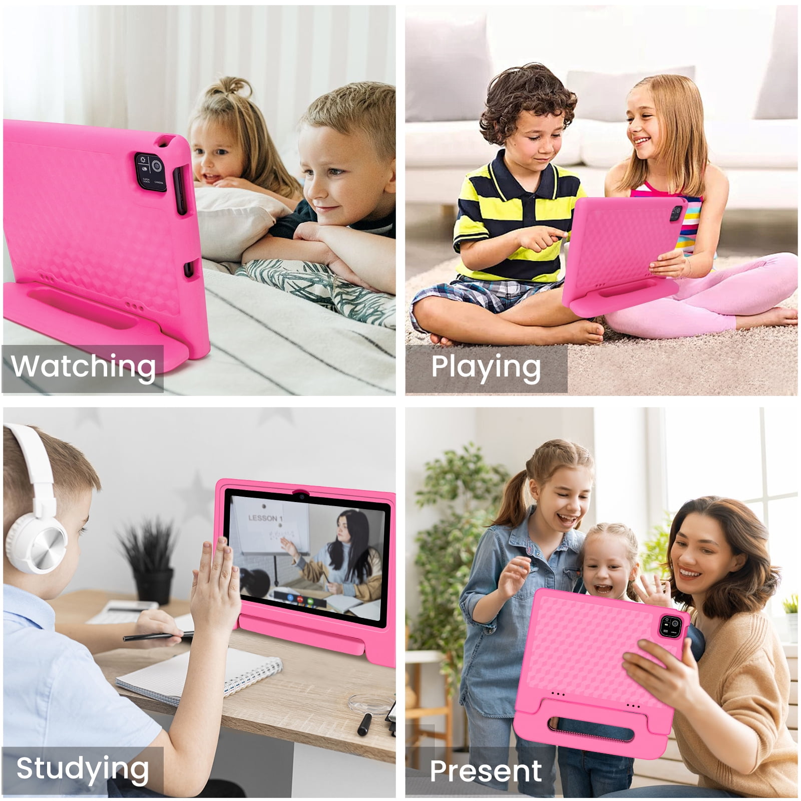 10.1-Inch Kids Tablet, 8GB+64GB, Android 14, 8-Core CPU, Educational Apps, Parental Controls, WiFi, 1280x800 HD Display, Cameras, Shockproof, Long Battery Life