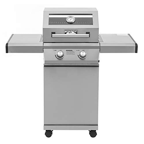 Monument Grills 14633 2-Burner Stainless Steel Liquid Propane Gas Grill with Clear View Lid, LED Controls