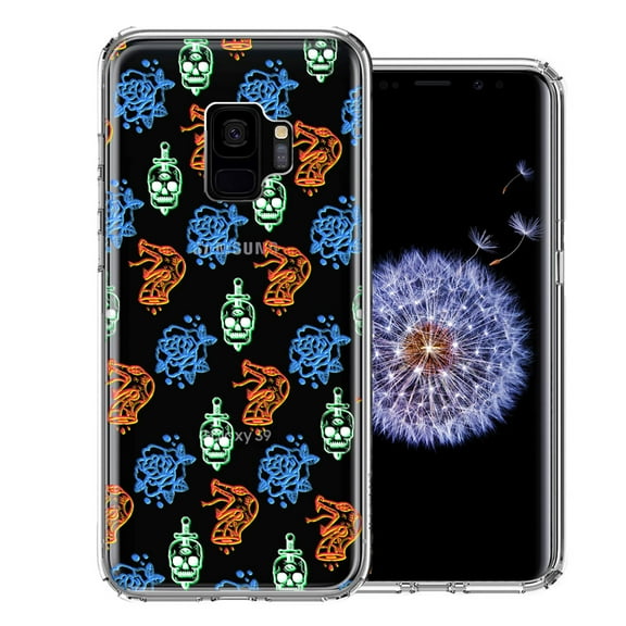MUNDAZE For Samsung Galaxy S9 Snakes Skulls Roses Design Double Layer Phone Case Cover