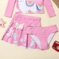 thumbnail image 6 of Bullpiano 2-6Y Girl Summer Swimsuit Long-sleeved Top +Bottom 3Piece Set Fashion Pattern for Swimming Pool Party (Pink), 6 of 8