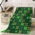 thumbnail image 4 of Throw Blanket Fleece Throw Blanket 50x80in, St. Patrick's Day Rainbow Shamrock Soft Lightweight Bed Blankets Buffalo Plaid Green Theme Fuzzy Couch Blankets for All Season, 4 of 9