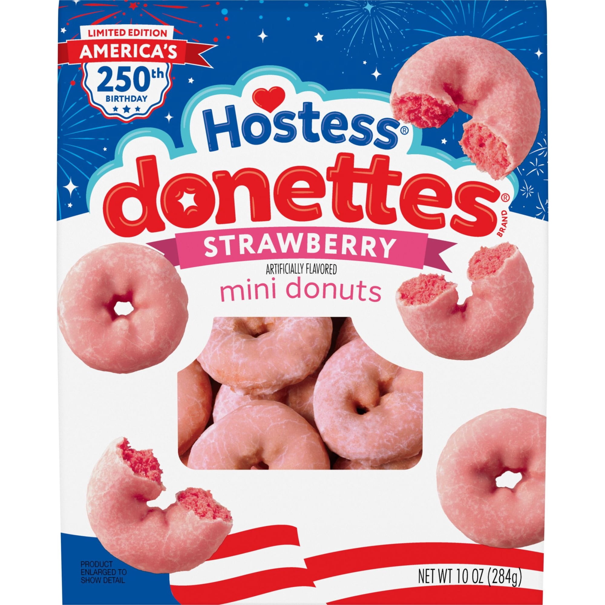 Hostess Donettes, Strawberry Artificially Flavored Mini Donuts, 10 oz Bag