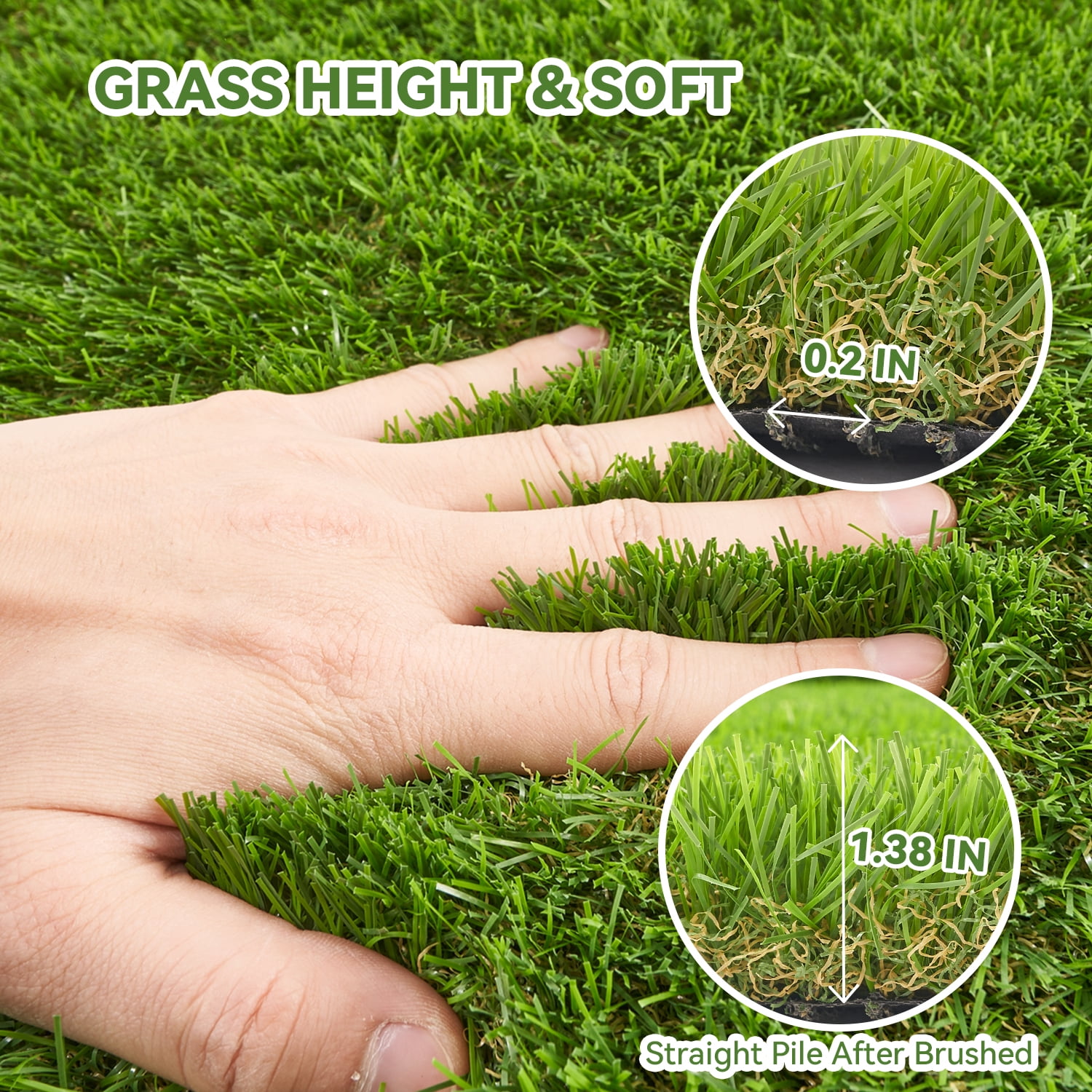 Lawn 5x8ft Artificial Grass Turf 1.38" High Indoor Outdoor Synthetic Rug,Green